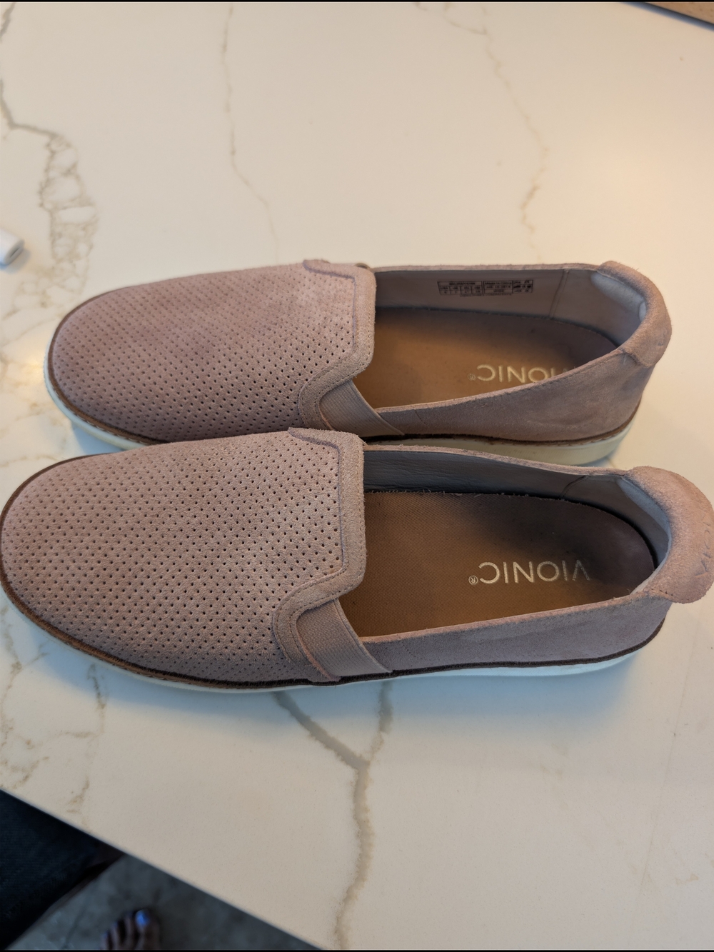 Vionic Mauve Slip-On Perforated Suede Sneakers